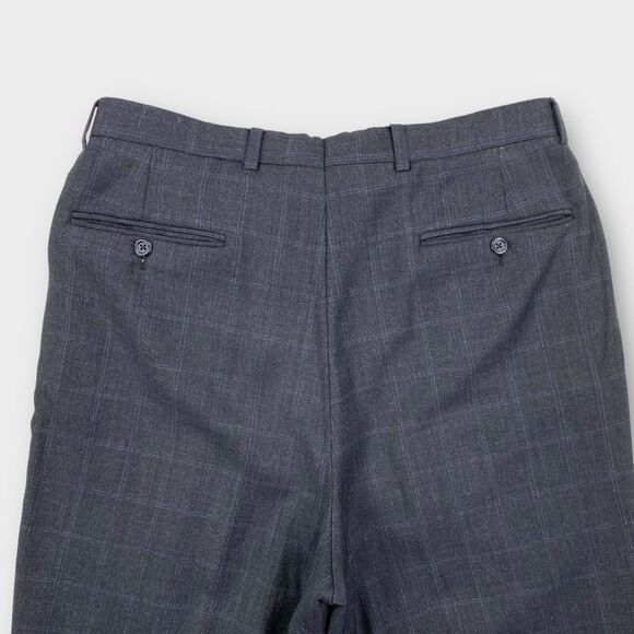 John W Nordstrom Loro Piana Suit Mens 40R 34x29 Windowpane Check Charcoal Wool - Picture 14 of 16